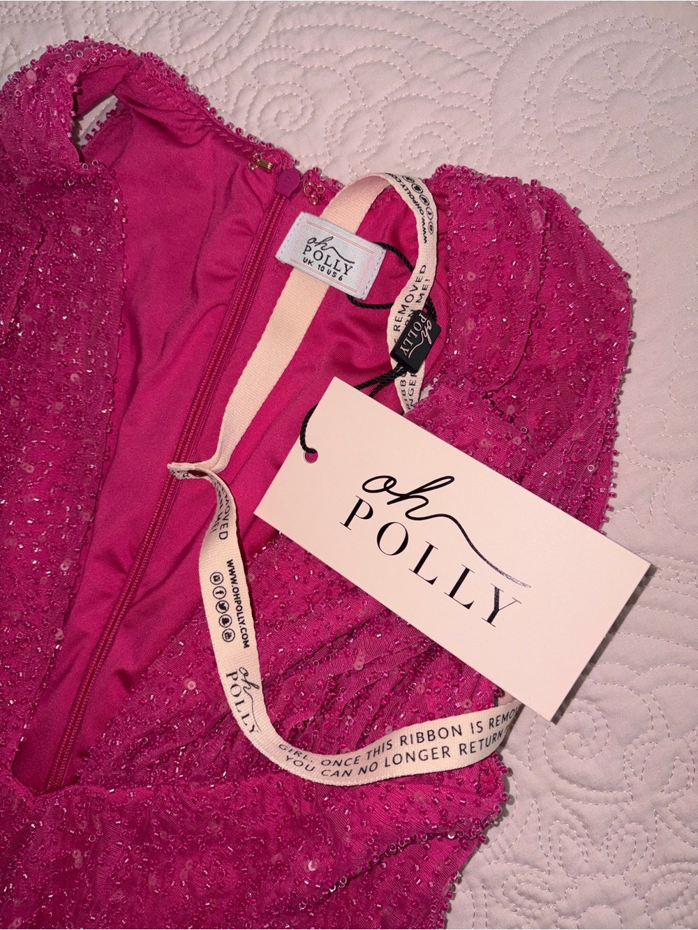 Oh Polly Fuchsia Sequin Plunge Mini Dress - Picture 5 of 5
